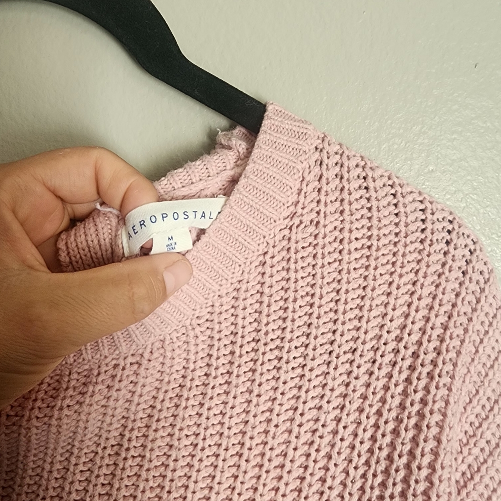 Aeropostale Light Pink Knit Crew Neck Sweater